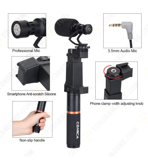 Comica Smartphone Video Kit CVM-VM10-K1 Filmmaker Handle Grip with Shotgun Video Microphone